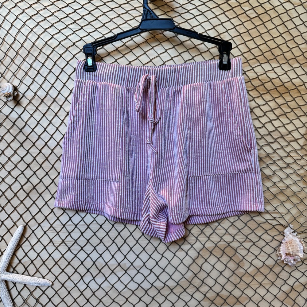 Chic Pink and White Striped Shorts